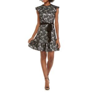 Michael Kors Foil Jacquard Flutter Sleeve Dress W